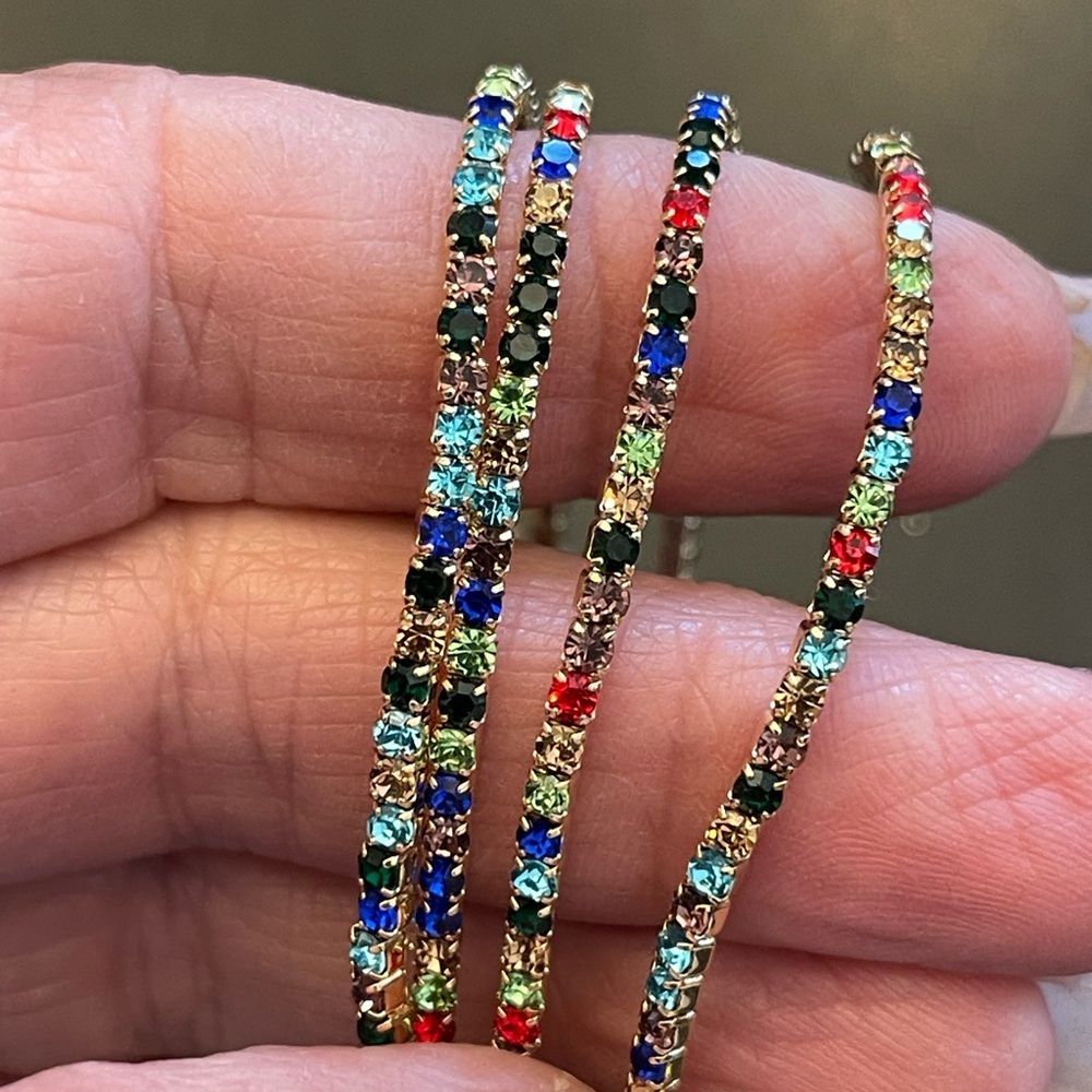 🌟4 Multicolor Gemstone stretchy tennis Bracelets- set of 4.